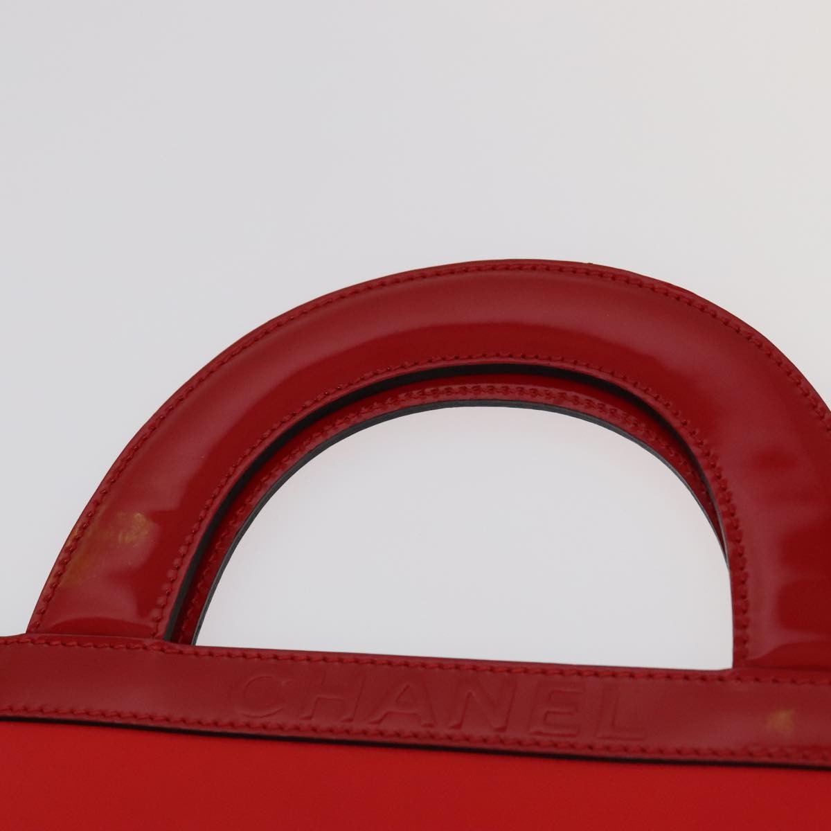 Chanel Vintage Portrait Tote Printed Leather and Quilted Patent, Red, Leather, Tote Bag