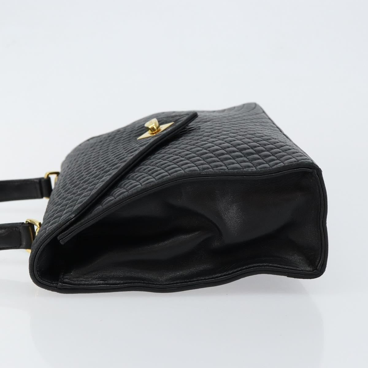 Bally Vintage Flap Handbag Quilted Leather, Black, Leather, Handbag