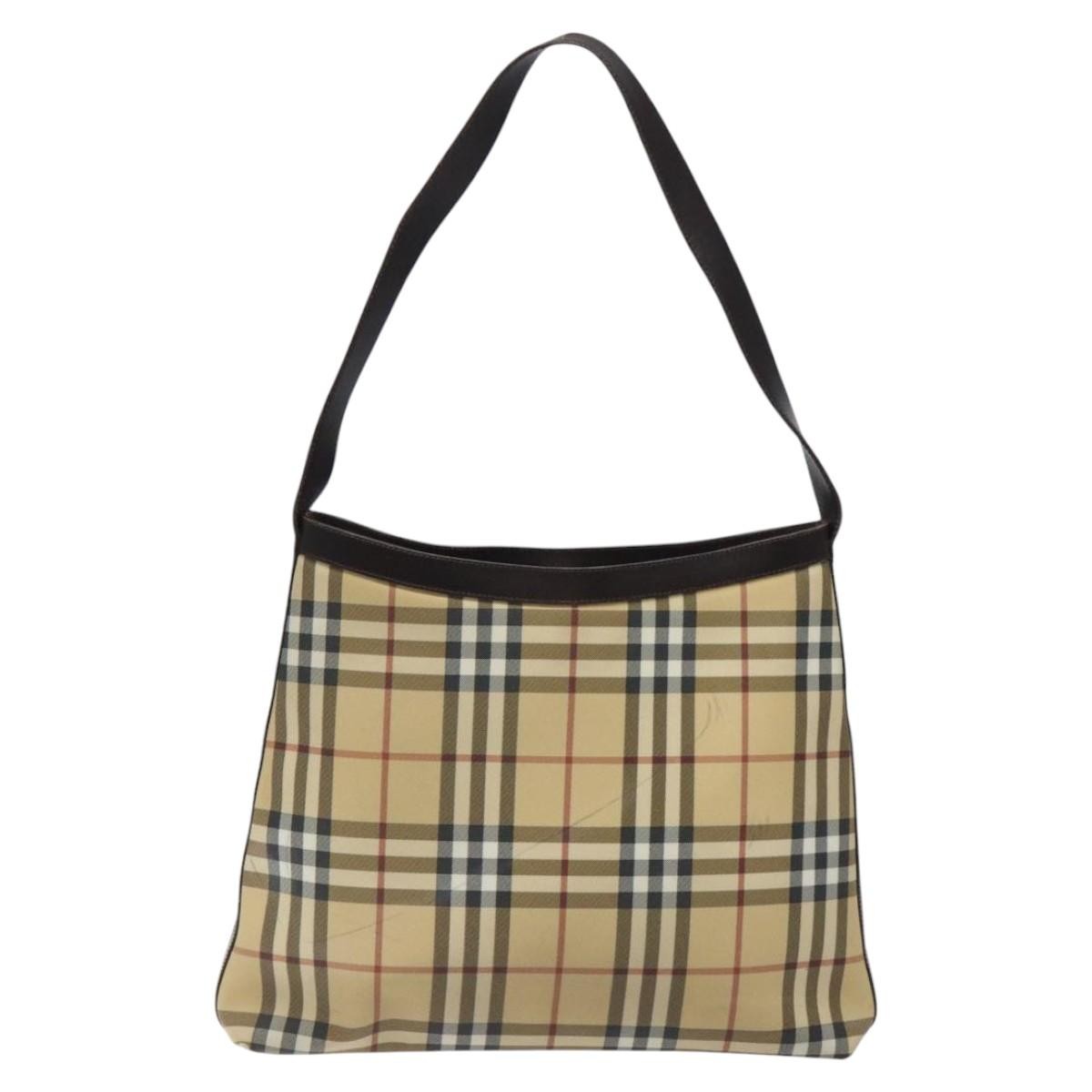 Burberry Shoulder Bag Nova Check Canvas, BEIGE, CANVAS, Shoulder bag