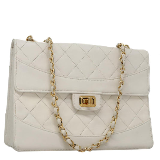 Chanel Flap Clutch Shearling, WHITE, LEATHER, Clutche & pouche