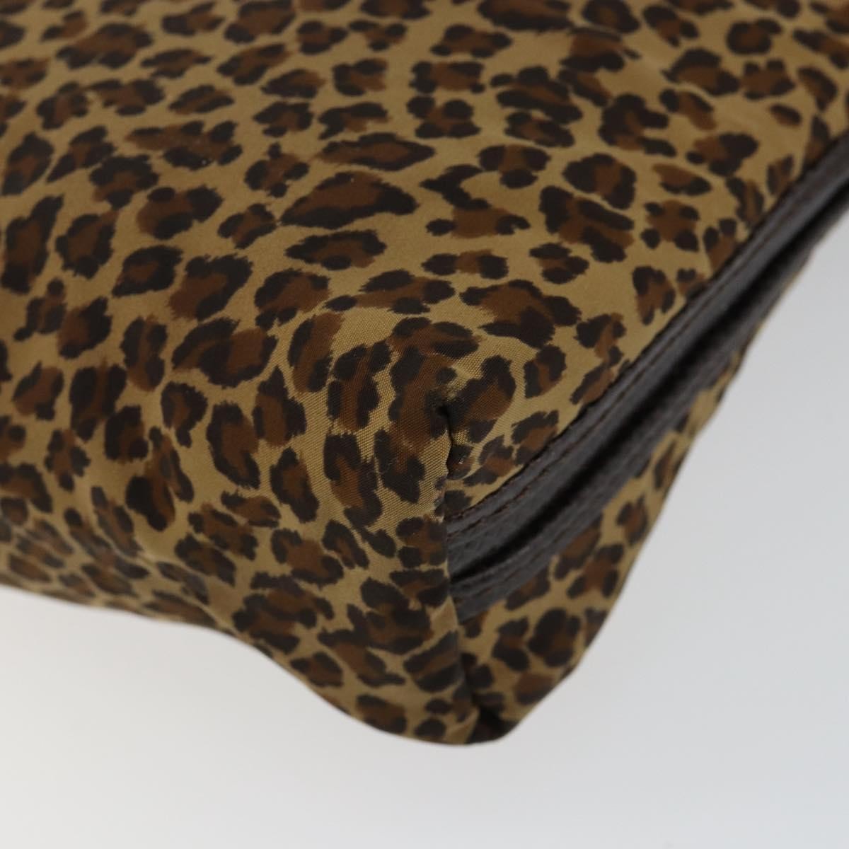 Bottega Veneta Vintage Shoulder Bag Leopard Print, BROWN, NYLON, Shoulder bag