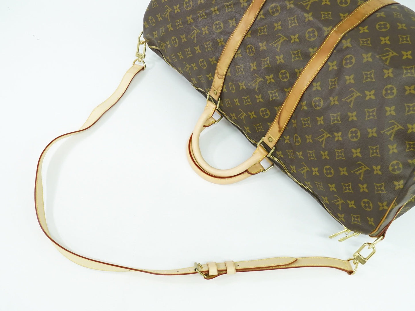 Louis Vuitton Keepall Bandouliere Bag Monogram Canvas, BROWN, CANVAS, Travel bag