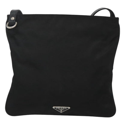 Prada Flat Crossbody Bag Tessuto, BLACK, NYLON, Shoulder bag
