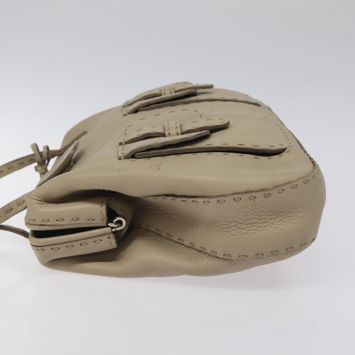 Fendi Selleria Tote Leather, BEIGE, LEATHER, Tote bag