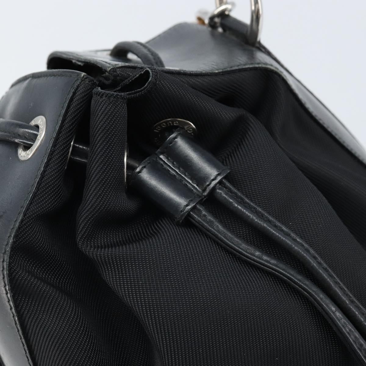 Gucci Vintage Bamboo Bucket Bag Nylon and Leather, Black, Nylon, Handbag