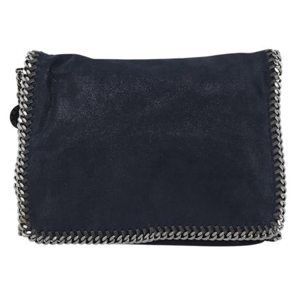 Stella McCartney Falabella Fold Over Flap Crossbody Bag Shaggy Deer, Navy, Synthetic, Shoulder Bag
