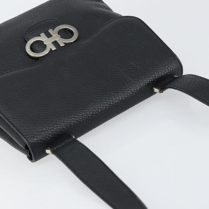 Salvatore Ferragamo Gancini Shoulder Bag Leather, BLACK, LEATHER, Shoulder bag