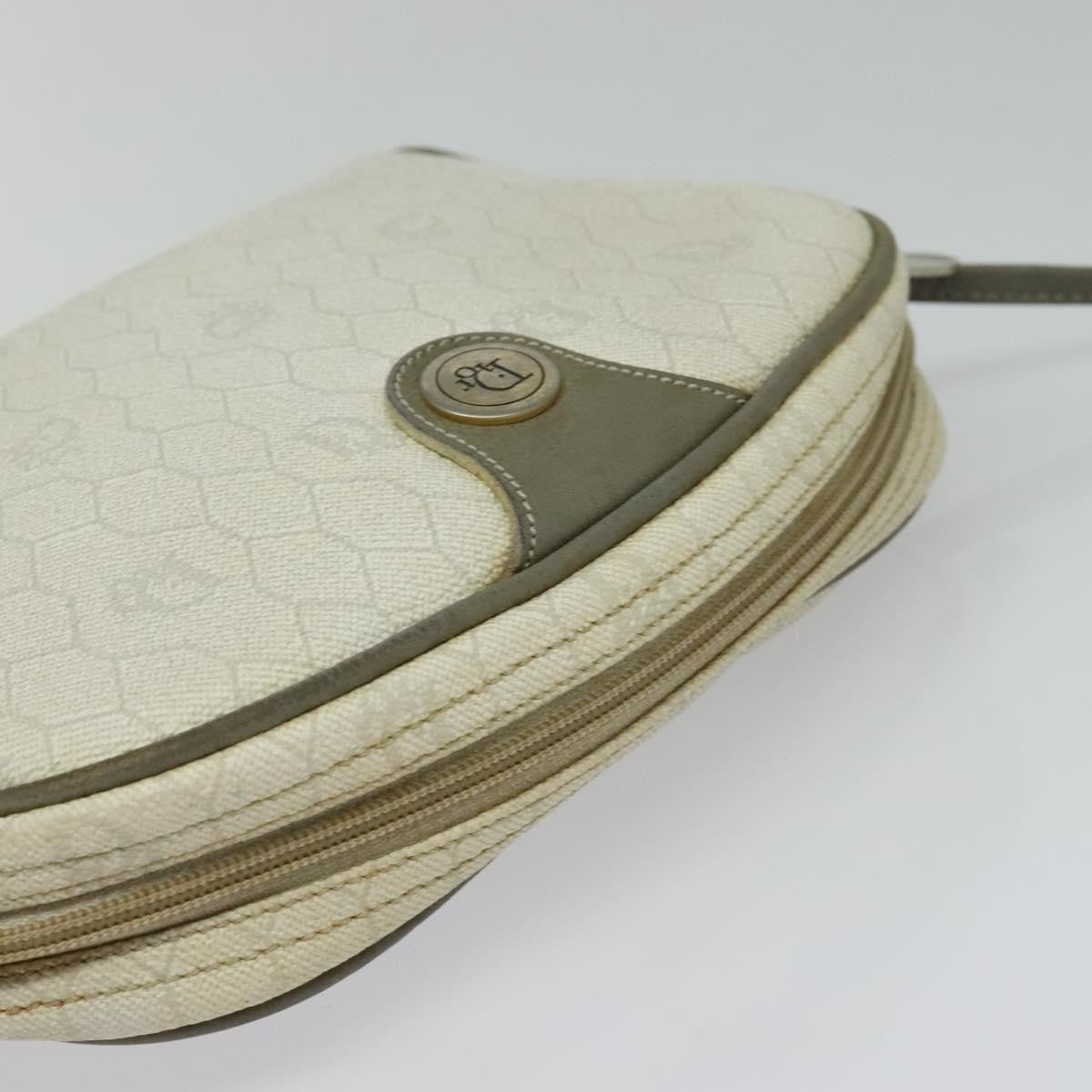 Christian Dior Vintage Honeycomb Shoulder Bag Canvas, WHITE, CANVAS, Shoulder bag