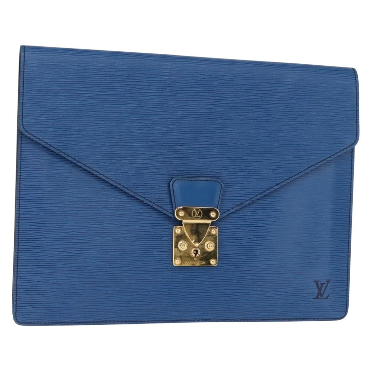 Louis Vuitton Porte-Documents Senateur Bag Epi Leather, BLUE, LEATHER, Clutche & pouche