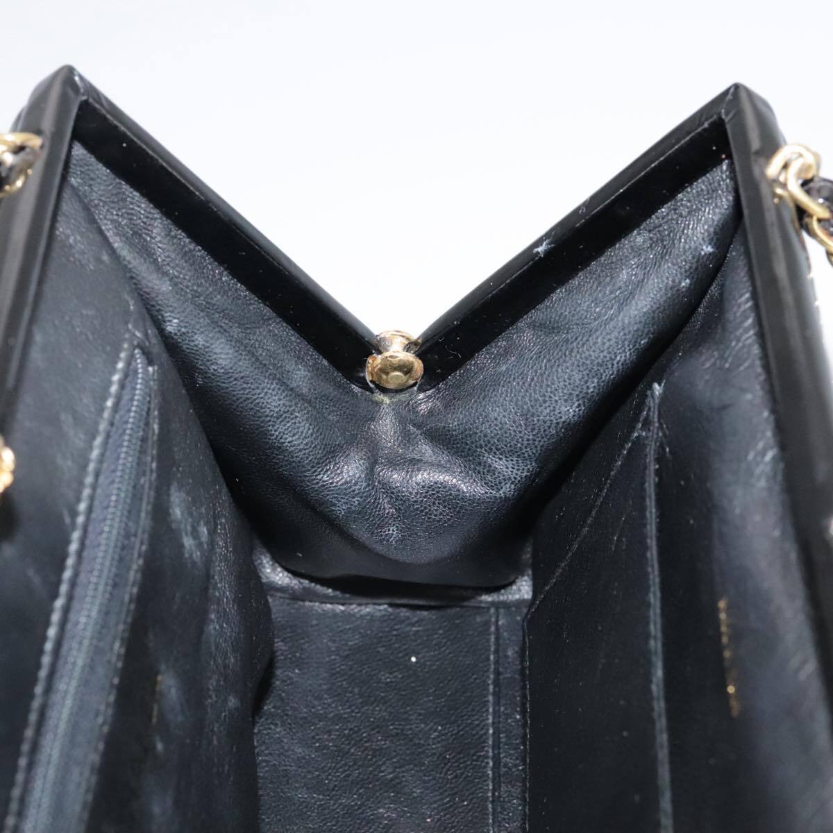 Chanel Vintage Chain Frame Bag Quilted Patent, BLACK, PATENT_LEATHER, Handbag