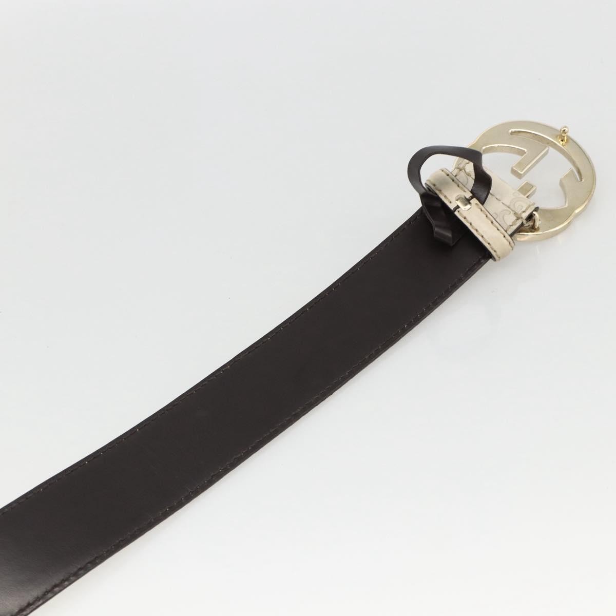 Gucci Vintage Interlocking G Reversible Belt Leather, White, Leather, Belt