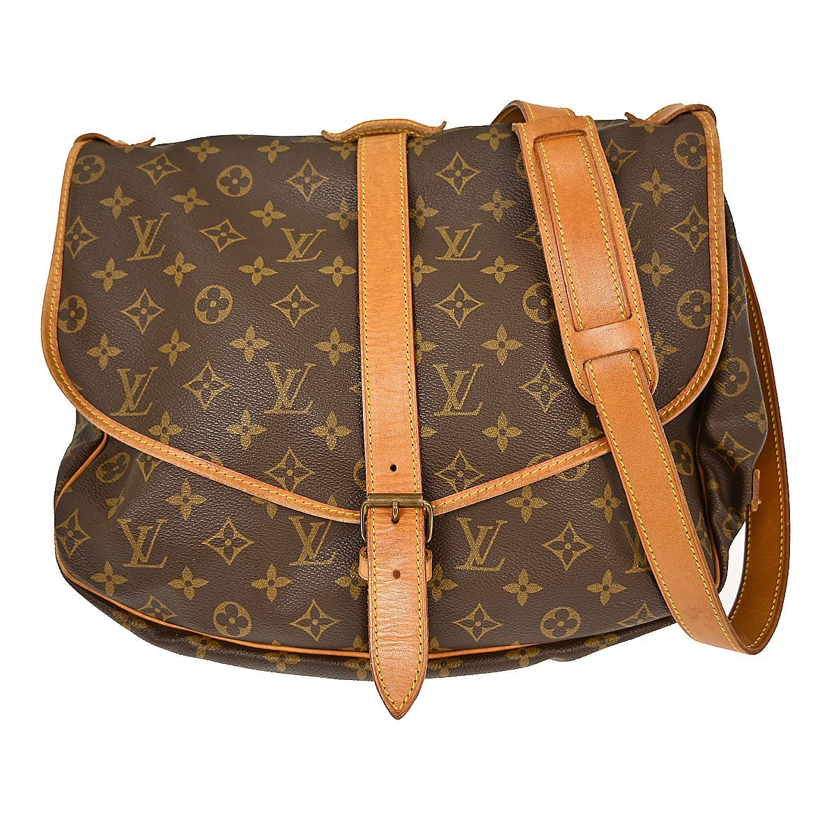 Louis Vuitton Saumur Handbag Monogram Canvas, BROWN, CANVAS, Shoulder bag