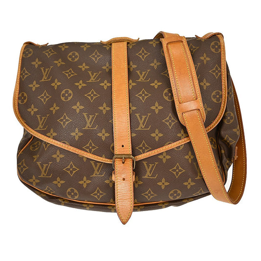 Louis Vuitton Saumur Handbag Monogram Canvas, BROWN, CANVAS, Shoulder bag