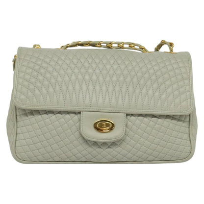 Bally Vintage Chain Shoulder Bag Quilted Leather, BEIGE, LEATHER, Shoulder bag