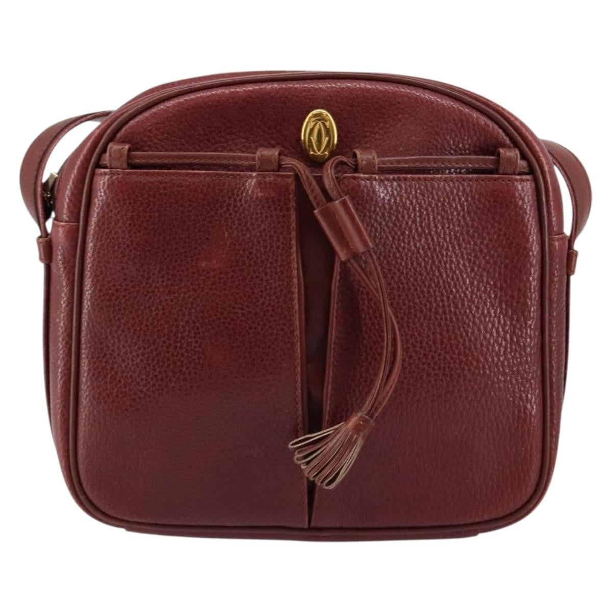cartier Tasseled Must de Cartier Crossbody Bag Leather, BURGUNDY, LEATHER, Shoulder bag