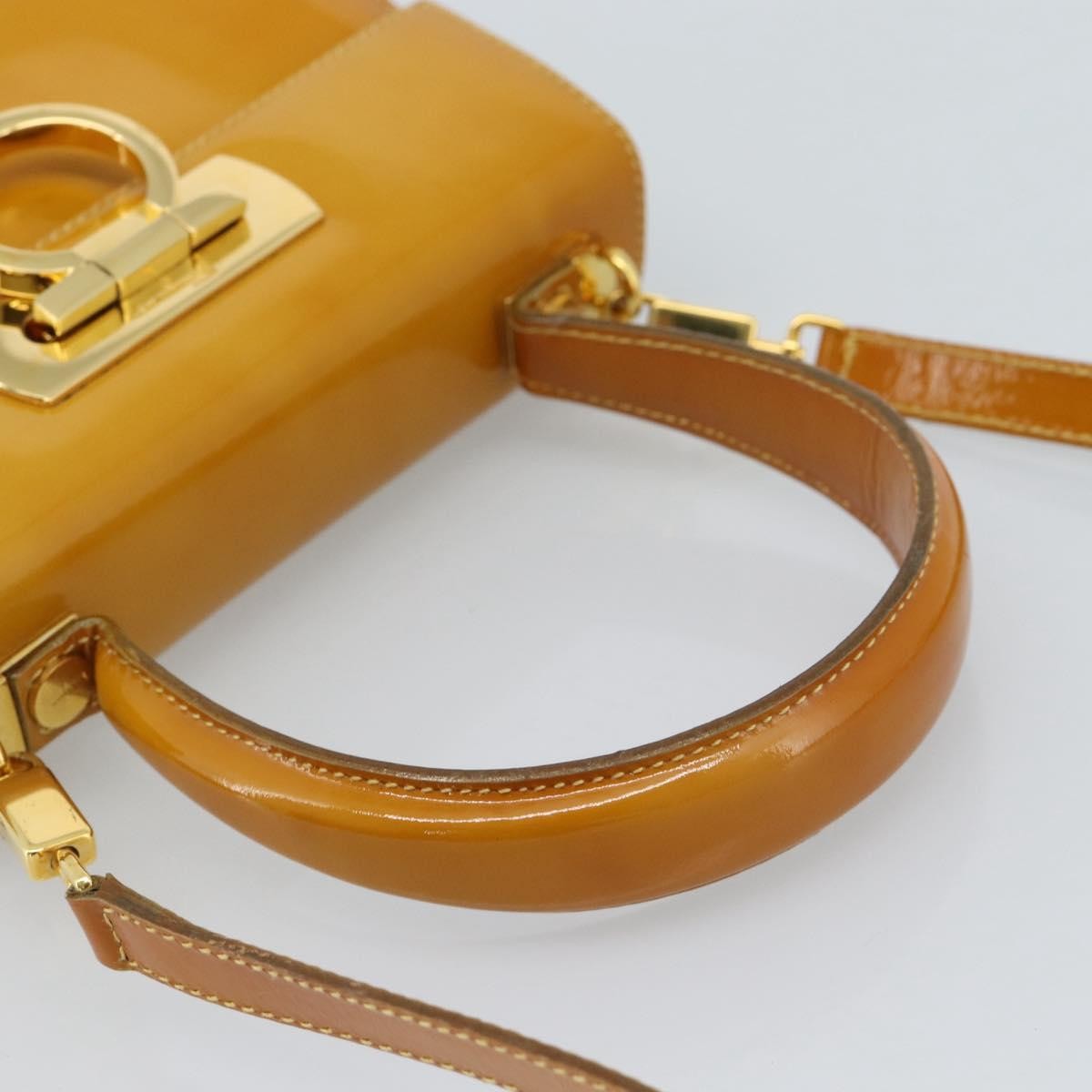 Salvatore Ferragamo Gancini handbag Patent leather, Yellow, Patent Leather, Handbag