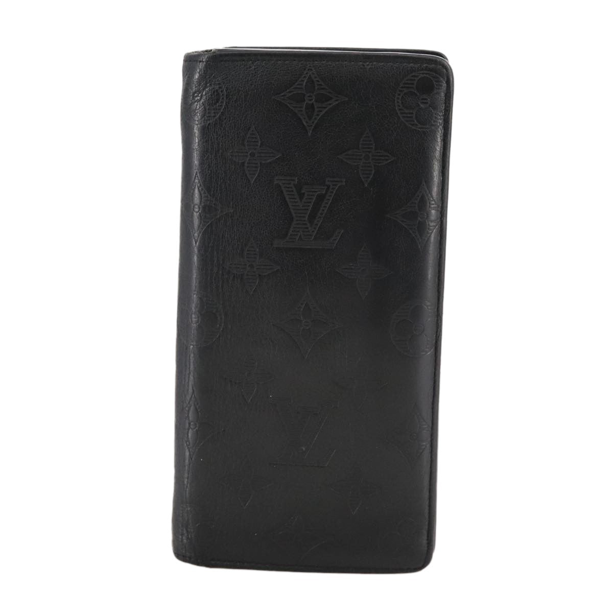 Louis Vuitton Brazza Long Bifold wallet Monogram shadow, BLACK, LEATHER, Wallets
