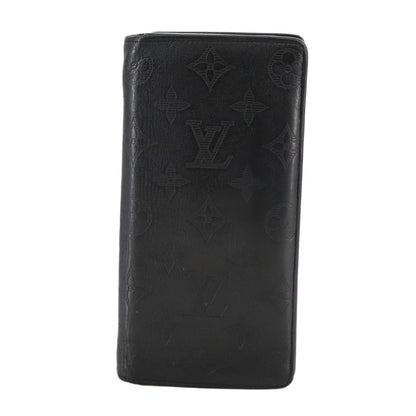 Louis Vuitton Brazza Long Bifold wallet Monogram shadow, BLACK, LEATHER, Wallets