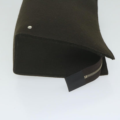 Hermes Vintage Clutch Wool, BROWN, WOOL, Clutche & pouche
