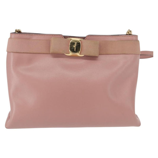 Salvatore Ferragamo Vala Shoulder Bag Leather, PINK, LEATHER, Shoulder bag