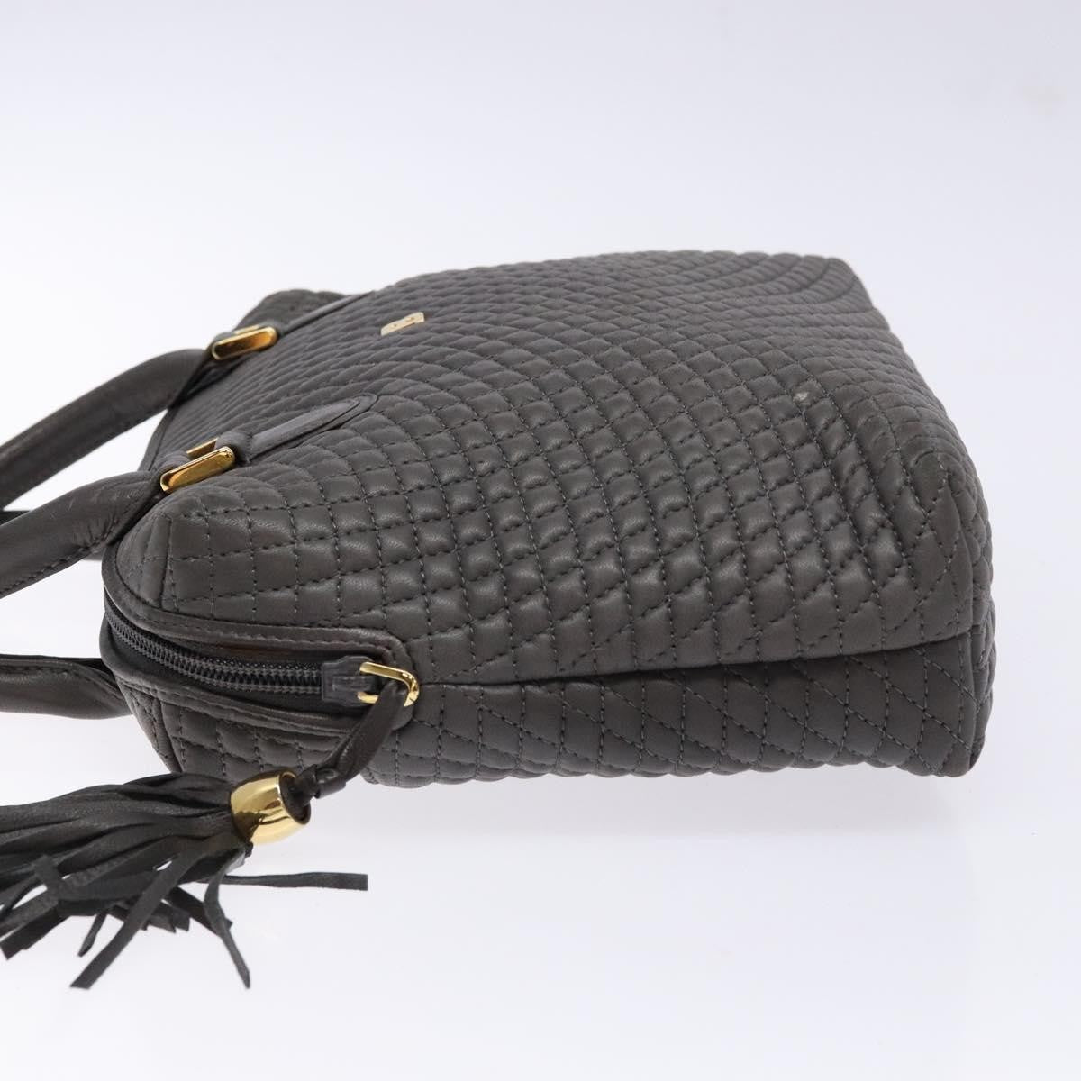 Bally Vintage Handbag Quilted Leather, Gray, Leather, Handbag