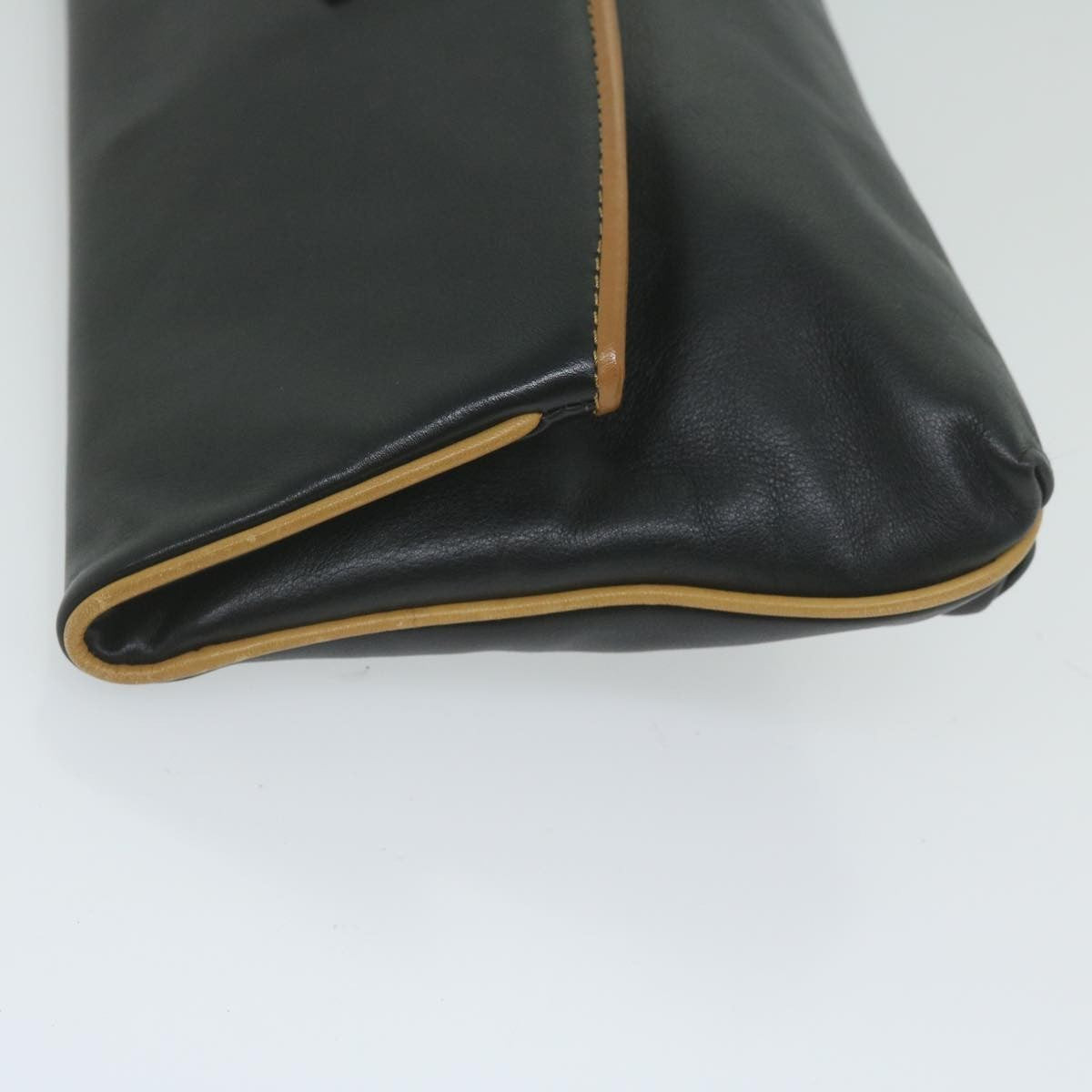 Celine Logo Triomphe Pouch Leather, BLACK, LEATHER, Clutche & pouche