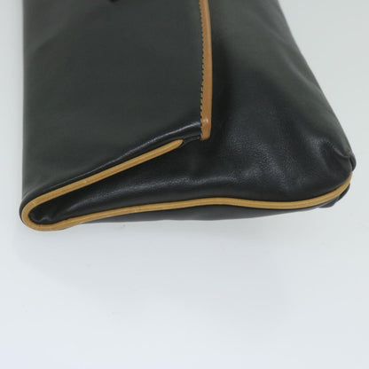 Celine Logo Triomphe Pouch Leather, BLACK, LEATHER, Clutche & pouche