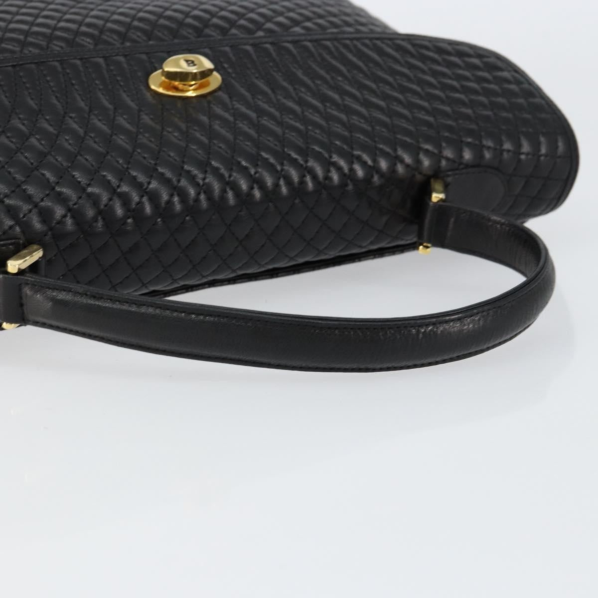 Bally Vintage Handbag Quilted Leather, BLACK, LEATHER, Handbag