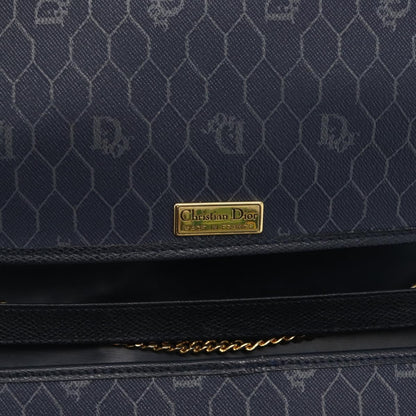 Christian Dior Vintage Chain Flap Shoulder Bag Leather, NAVY, LEATHER, Shoulder bag