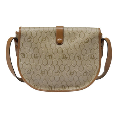Christian Dior Vintage Honeycomb Flap Crossbody Bag Coated Canvas, BEIGE, CANVAS, Crossbody bag