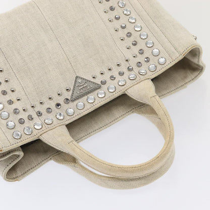 Prada Canapa Tote Rhinestone Embellished Canvas, GRAY, CANVAS, Tote bag