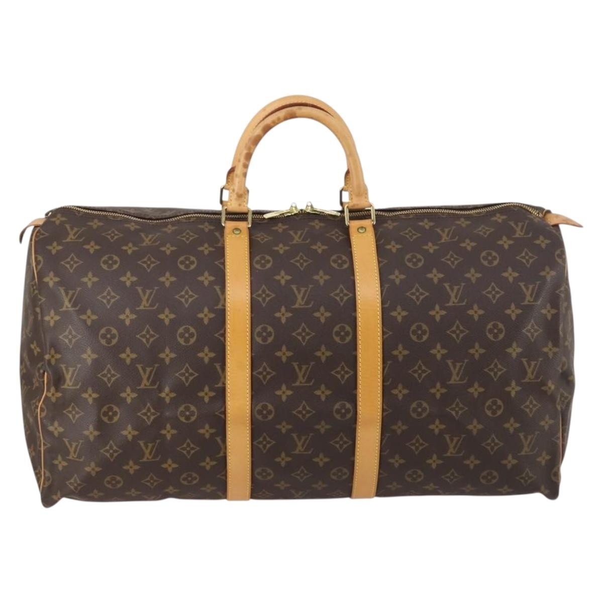 Louis Vuitton Keepall Bag Monogram Canvas, BROWN, CANVAS, Travel bag