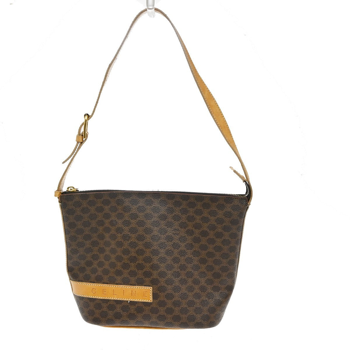 Celine Macadam Shoulder Bag PVC Leather, BROWN, CANVAS, Shoulder bag