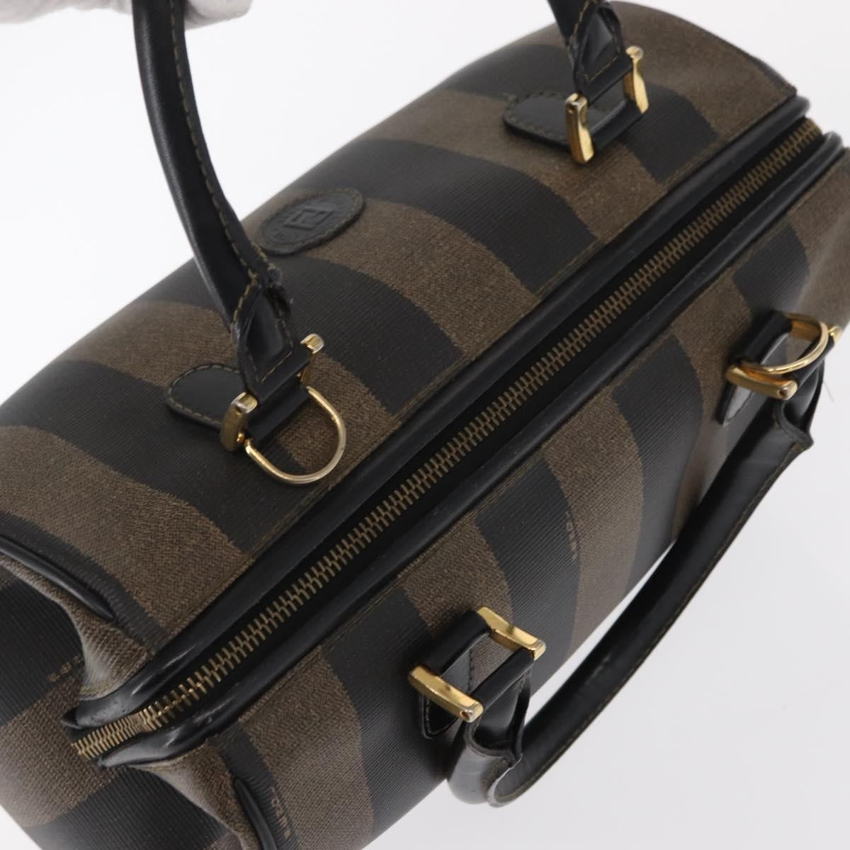 Fendi Vintage Pequin Convertible Boston Bag Coated Canvas, BROWN, CANVAS, Travel bag