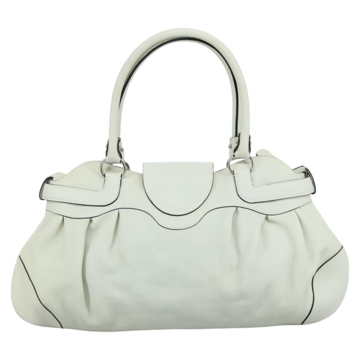 Salvatore Ferragamo Marisa Satchel Leather, WHITE, LEATHER, Handbag