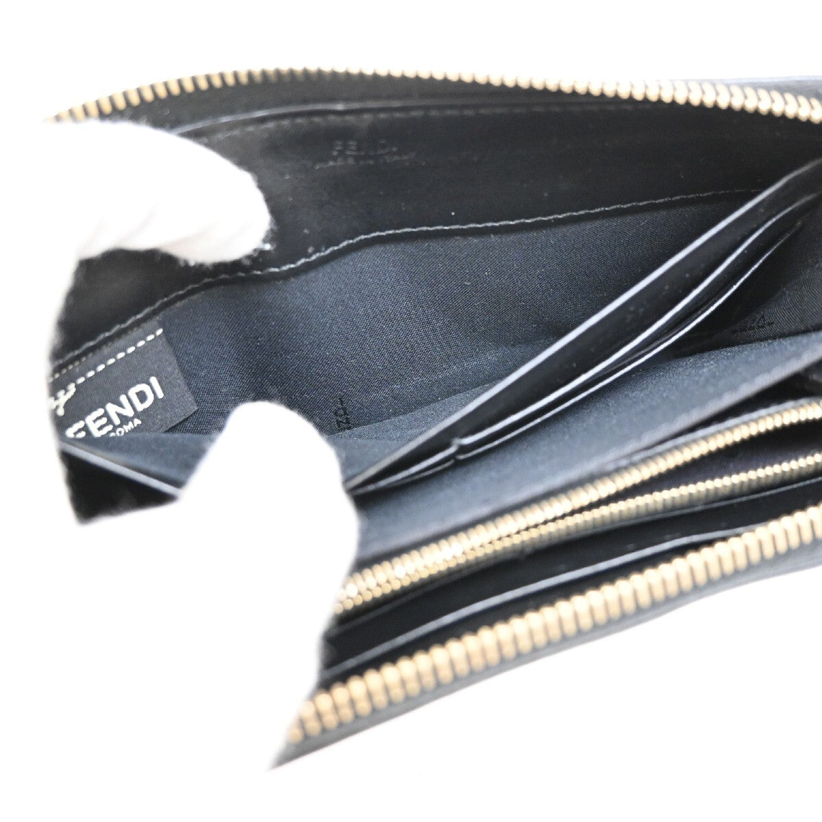 Fendi By The Way Zip Around Wallet Leather, BLACK, LEATHER, Wallets