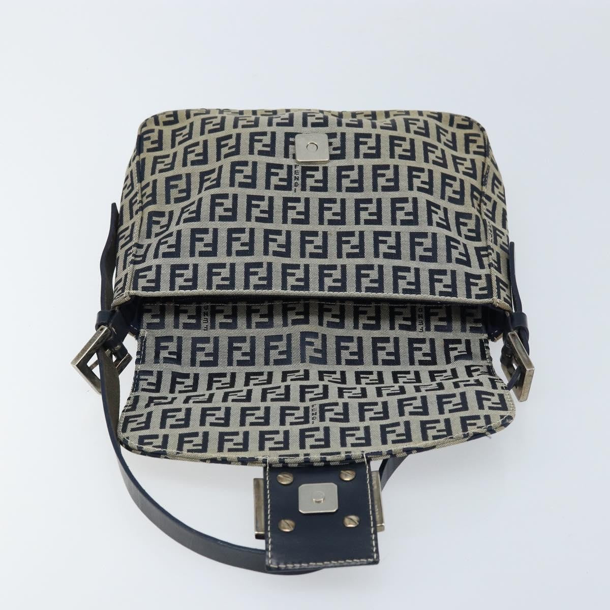 Fendi Mamma Baguette Shoulder Bag Canvas, NAVY, CANVAS, Shoulder bag