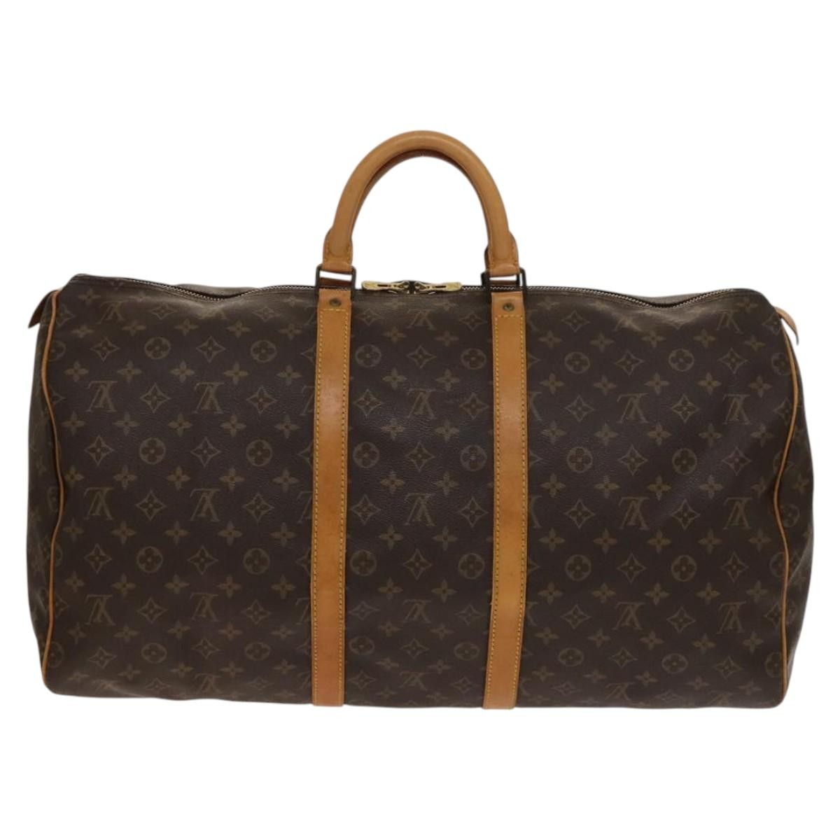 Louis Vuitton Keepall Bag Monogram Canvas, BROWN, CANVAS, Travel bag