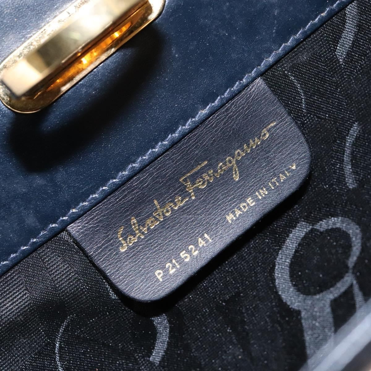 Salvatore Ferragamo Gancini Shoulder Bag Leather, NAVY, LEATHER, Shoulder bag