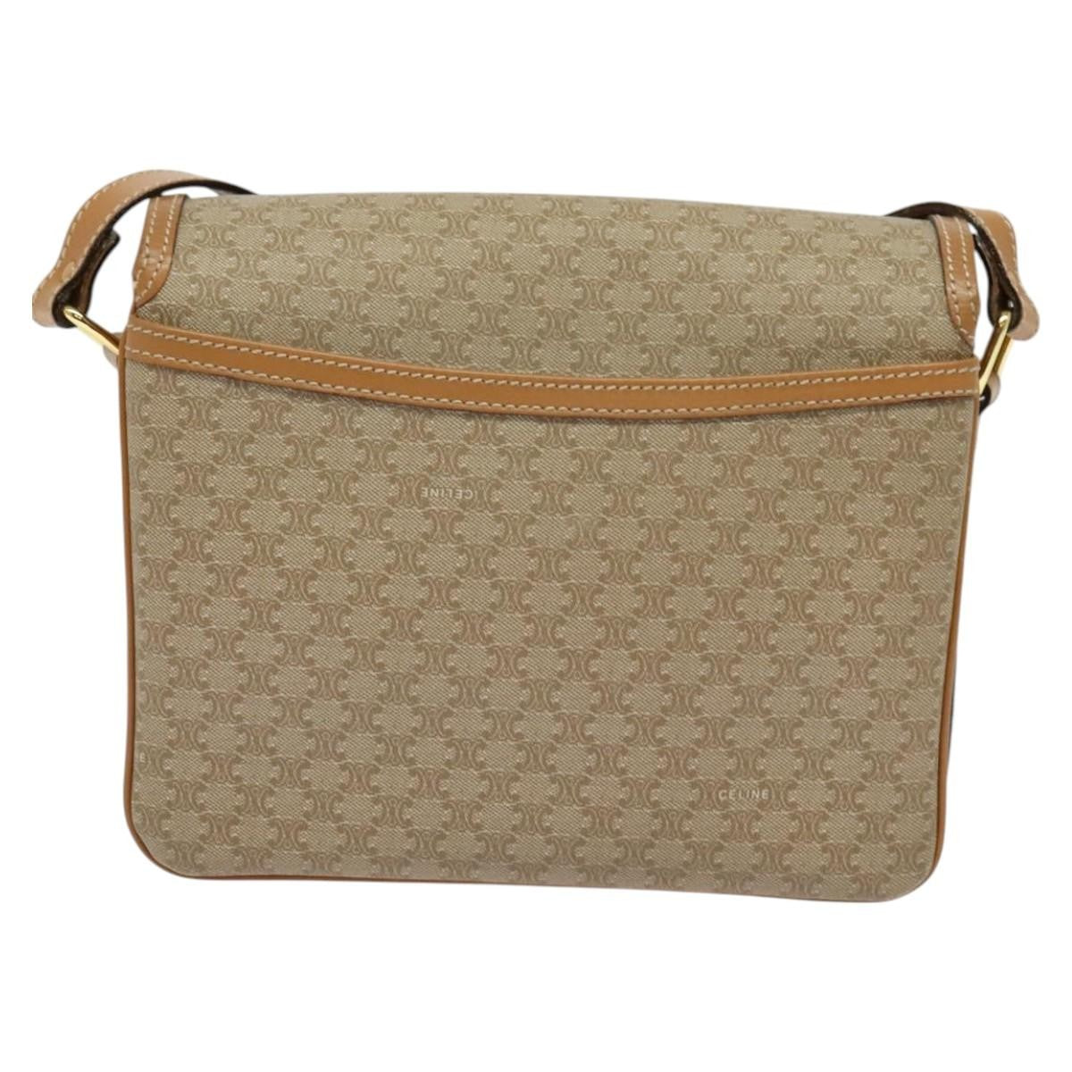 Celine Macadam Shoulder Bag Canvas, BEIGE, CANVAS, Shoulder bag