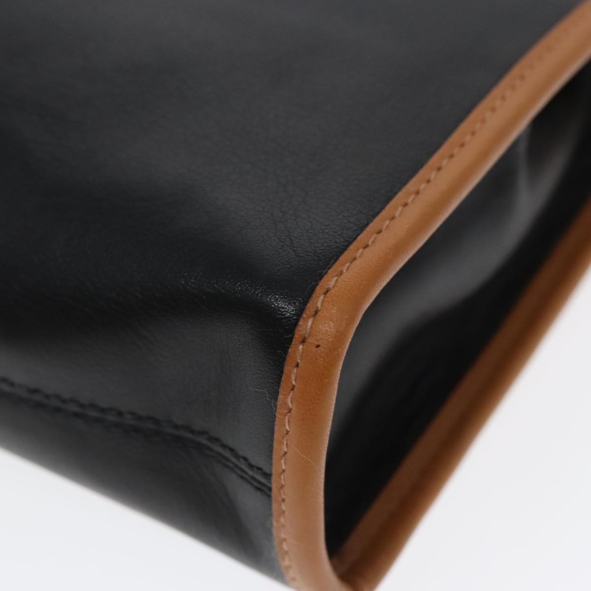 Celine Logo Triomphe Pouch Leather, BLACK, LEATHER, Clutche & pouche
