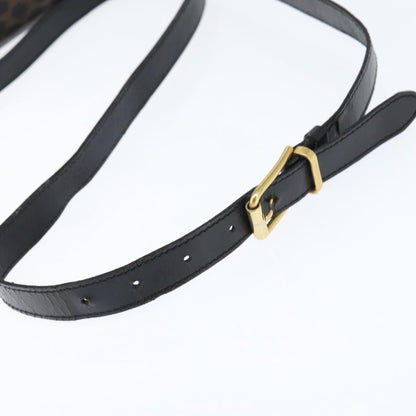 Celine Vintage Macadam Shoulder Bag Canvas and Leather, BLACK, CANVAS, Shoulder bag