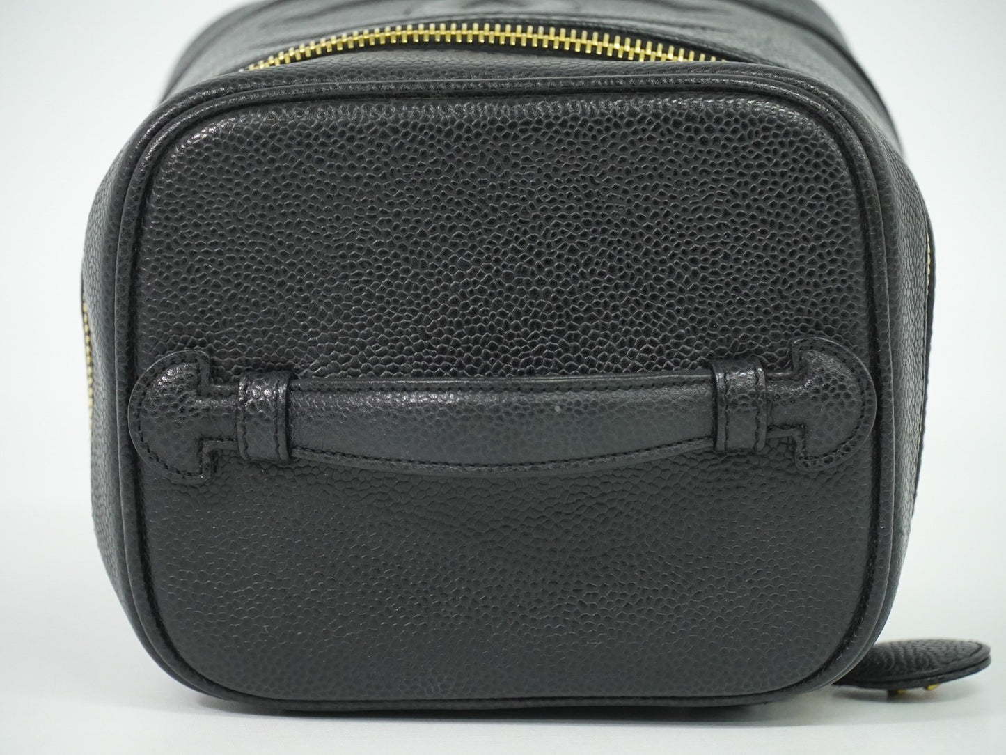 Chanel Vintage Timeless Cosmetic Case Caviar, BLACK, LEATHER, Toiletry Case