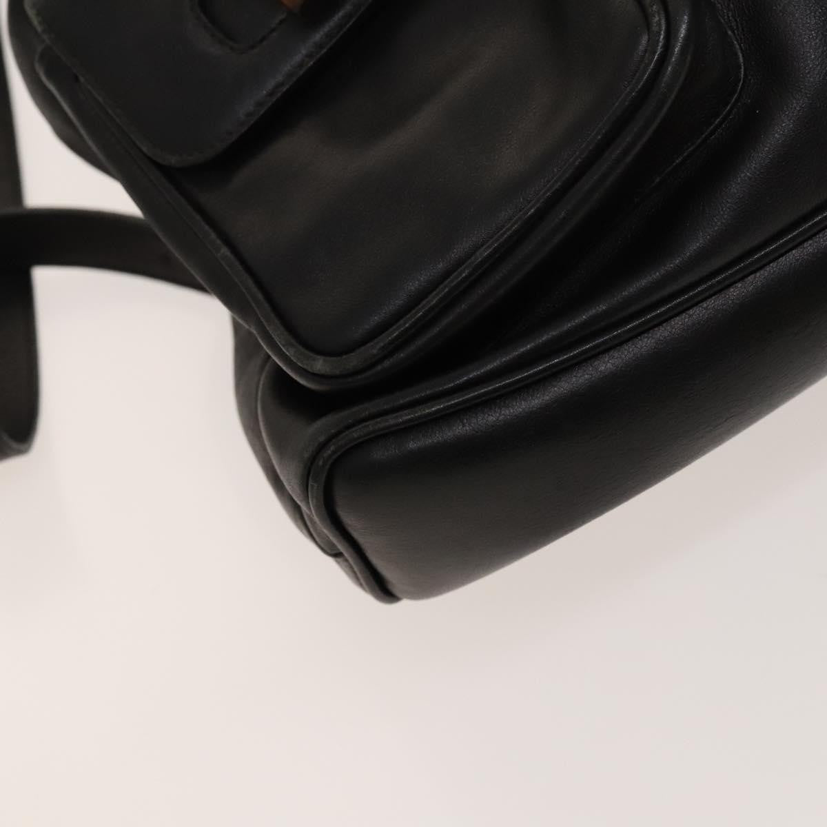 Gucci Vintage Bamboo Backpack Leather, Black, Leather, Backpack