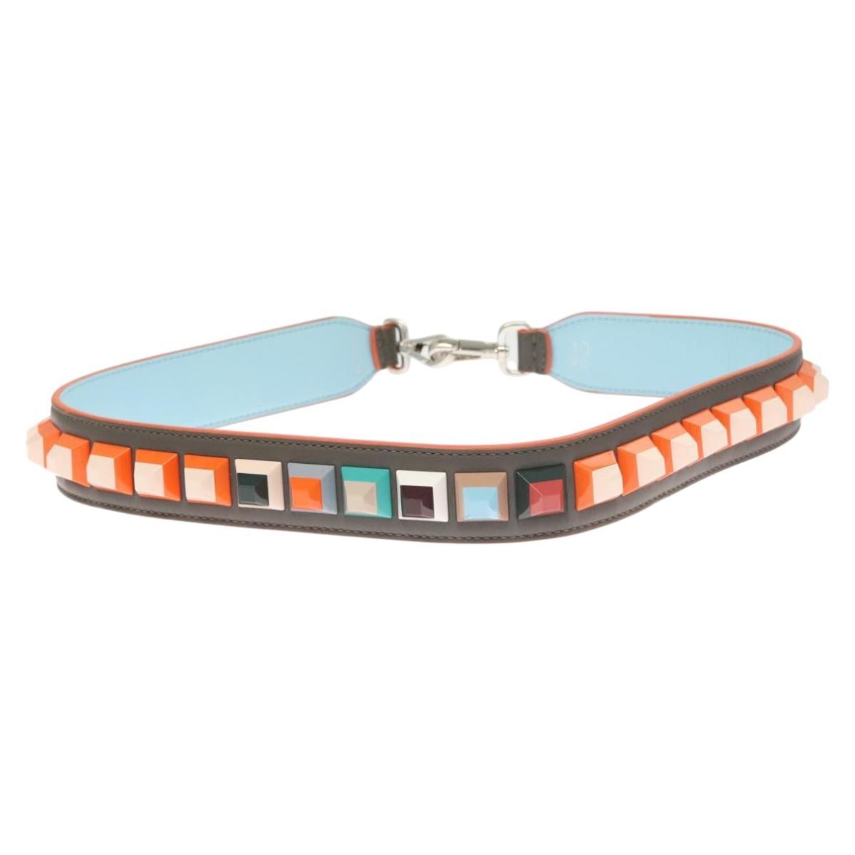 Fendi Strap You Shoulder Strap Leather, GRAY, LEATHER, Straps
