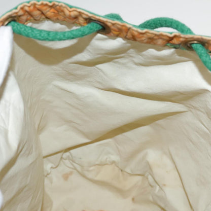 Hermes Vintage Drawstring Bucket Shoulder Bag Printed Canvas, ORANGE, CANVAS, Shoulder bag