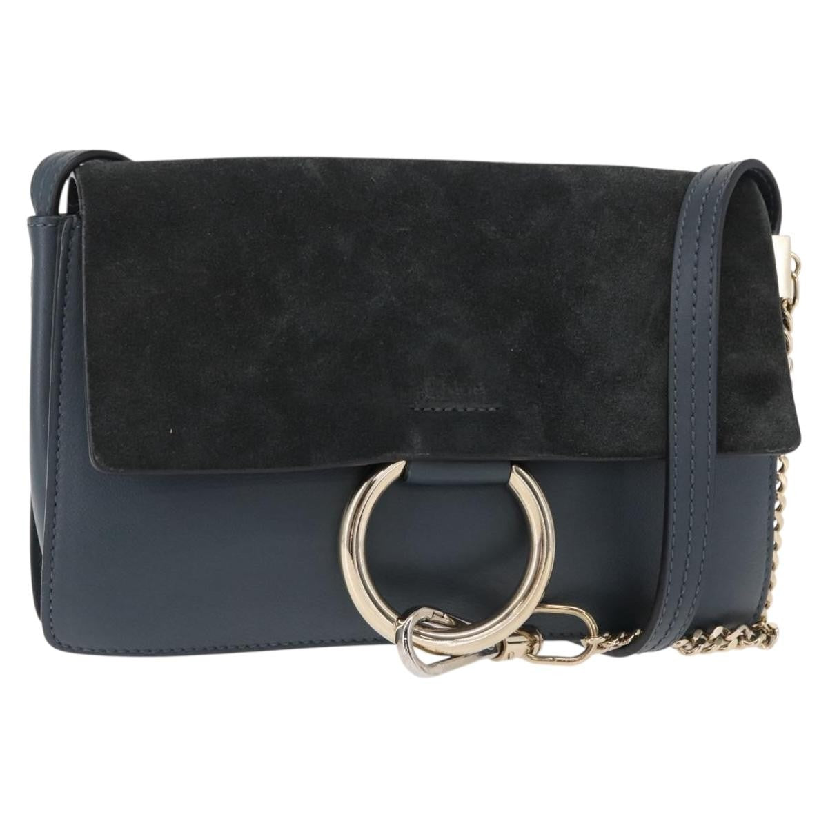 Chloe Faye Shoulder Bag Leather and Suede, GREEN, SUEDE, Shoulder bag