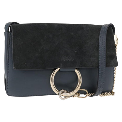 Chloe Faye Shoulder Bag Leather and Suede, GREEN, SUEDE, Shoulder bag