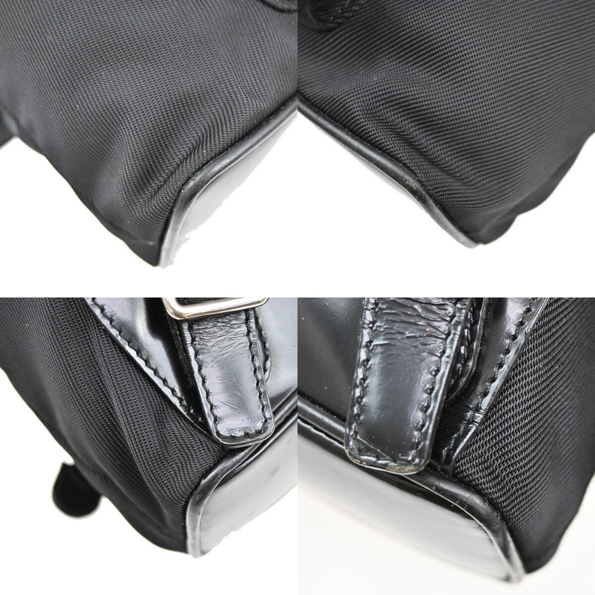 Gucci Vintage Bamboo Backpack Nylon and Patent Leather, BLACK, NYLON, Backpack