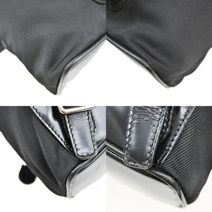 Gucci Vintage Bamboo Backpack Nylon and Patent Leather, BLACK, NYLON, Backpack